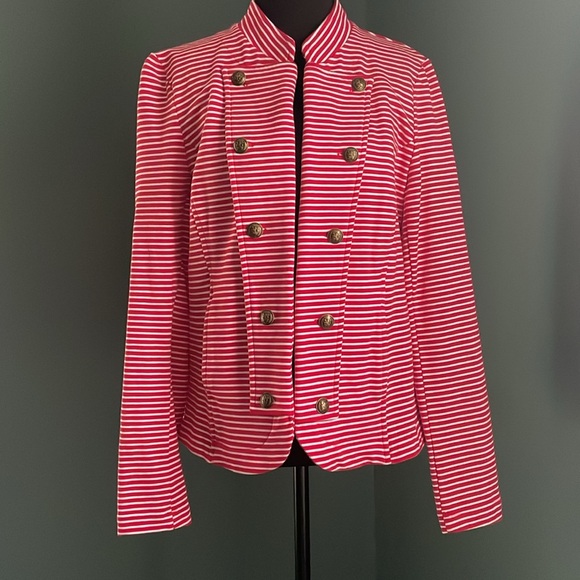 Tommy Hilfiger Red and White Striped military cut Jacket m - Picture 1 of 6